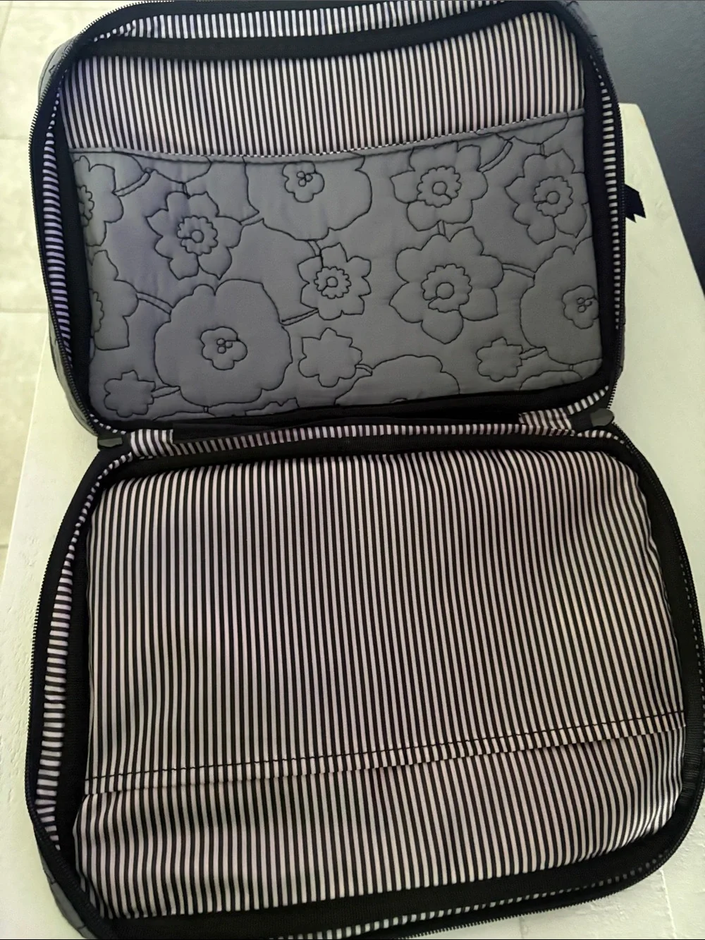 thirty-one Gray Floral Quilted Laptop Bag